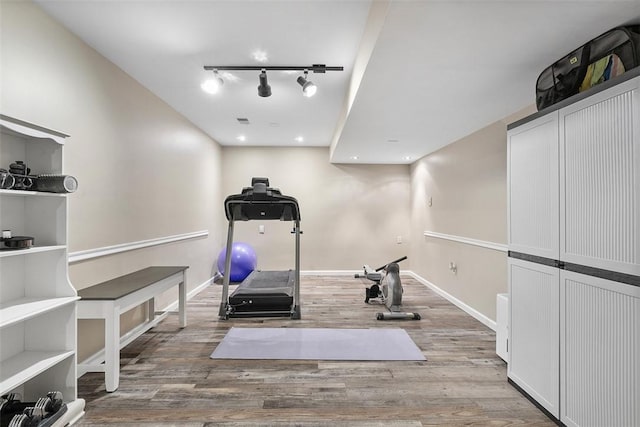401 Olde Ingomar Ct, Mccandless, PA 15237 - workout area featuring wood finished floors and rail lighting