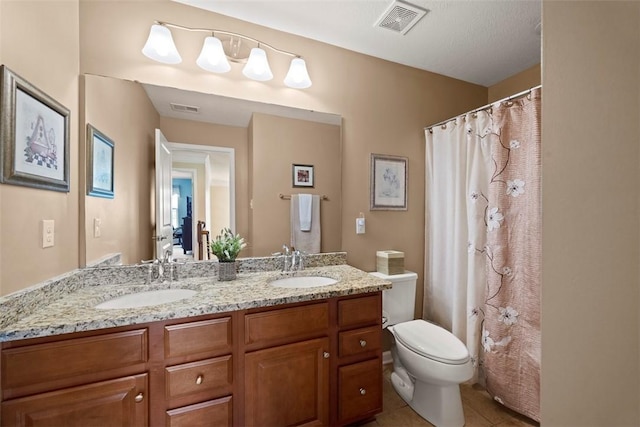 743 Packsaddle Trl, Richland, PA 15044 - full bathroom featuring double vanity, tile patterned floors, and a shower with shower curtain