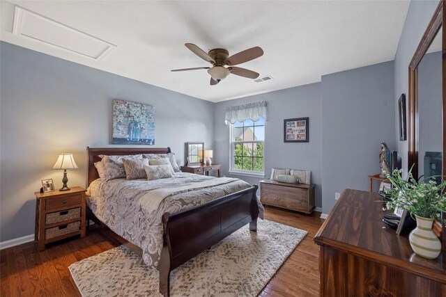 743 Packsaddle Trl, Richland, PA 15044 - bedroom featuring attic access, wood finished floors, and ceiling fan