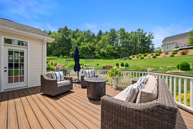 743 Packsaddle Trl, Richland, PA 15044 - deck featuring outdoor lounge area and a yard
