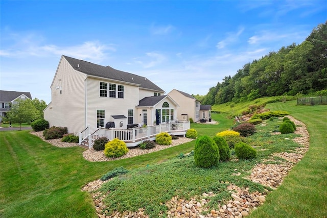 743 Packsaddle Trl, Richland, PA 15044 - rear view of house with a deck and a lawn
