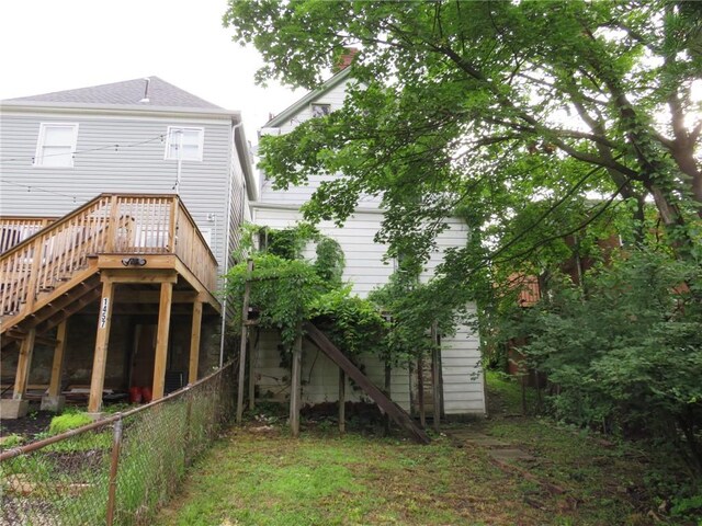 1465 Steuben St, Crafton Heights, PA 15205 - rear view of house with stairs and a wooden deck