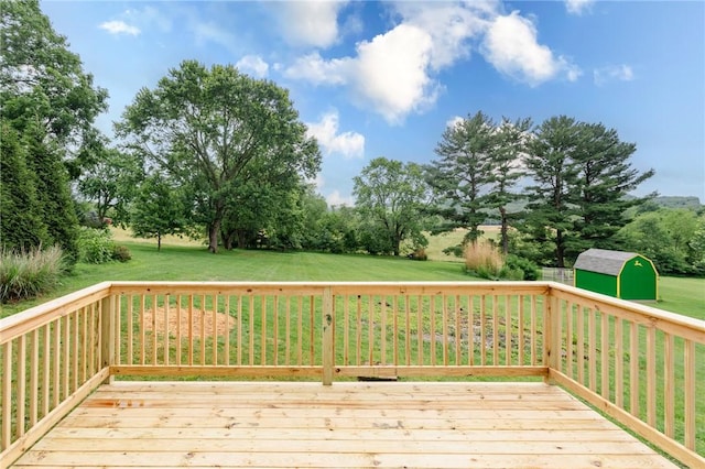 1451 W Pittsburgh St, East Huntingdon, PA 15683 - wooden deck featuring a storage unit and a yard