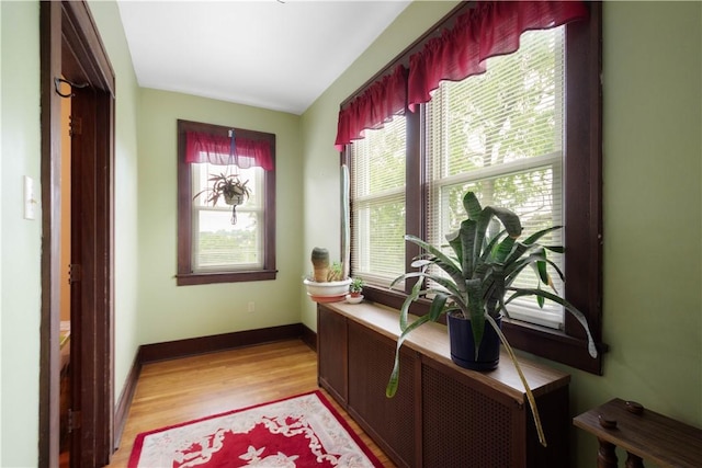 512 Gorgas St, Arlington, PA 15210 - doorway to outside featuring light wood-style floors and baseboards
