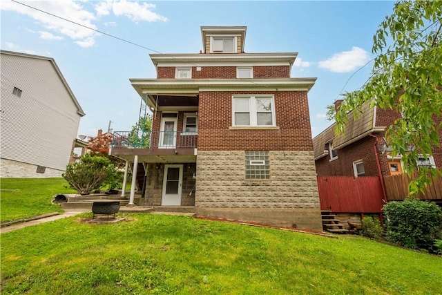 512 Gorgas St, Arlington, PA 15210 - rear view of house featuring brick siding and a balcony