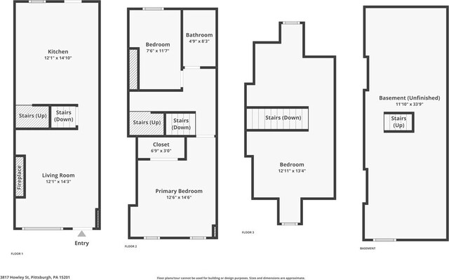 3817 Howley St, Lawrenceville, PA 15201 - view of property floor plan