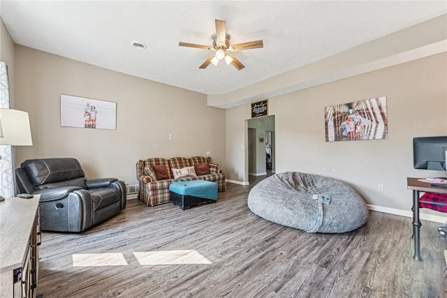 27 Richeyville Rd, Centerville, PA 15358 - living area with wood finished floors and ceiling fan