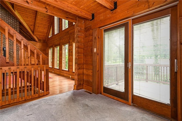 117 Oak Dr, Forward Twp But, PA 16033 - carpeted empty room featuring wooden ceiling and wooden walls