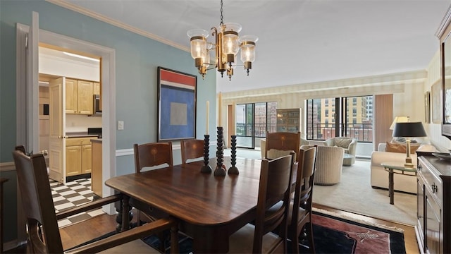 220 N Dithridge St Unit 1001, Oakland, PA 15213 - dining area featuring a chandelier and crown molding