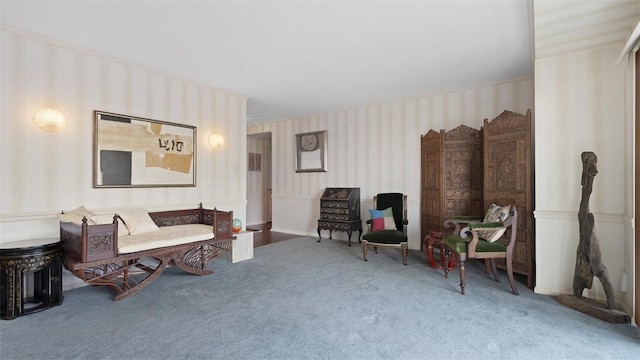 220 N Dithridge St Unit 1001, Oakland, PA 15213 - living area featuring wallpapered walls and carpet floors