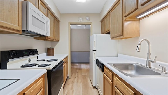 220 N Dithridge St Unit 1001, Oakland, PA 15213 - kitchen featuring white appliances, light wood-style flooring, light countertops, and light brown cabinetry