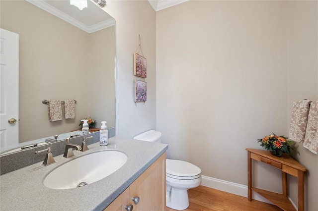 1500 Zenith Ct, Upper St Clair, PA 15241 - half bath featuring vanity, ornamental molding, and wood finished floors