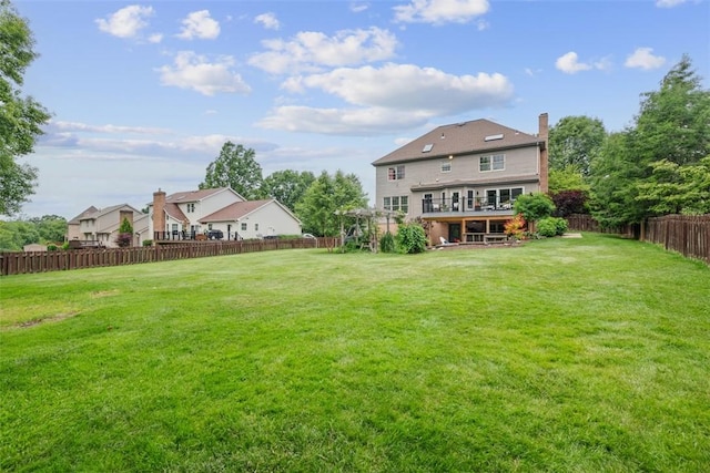 105 Averys Way, Cranberry Twp, PA 16066 - rear view of property with a fenced backyard, a deck, and a chimney