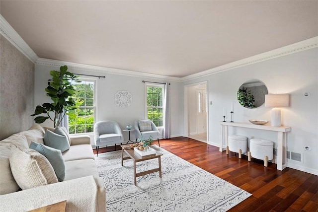 105 Averys Way, Cranberry Twp, PA 16066 - living area featuring wood finished floors and crown molding