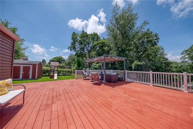 628 Illini, Monroeville, PA 15146 - deck with outdoor lounge area and a storage shed