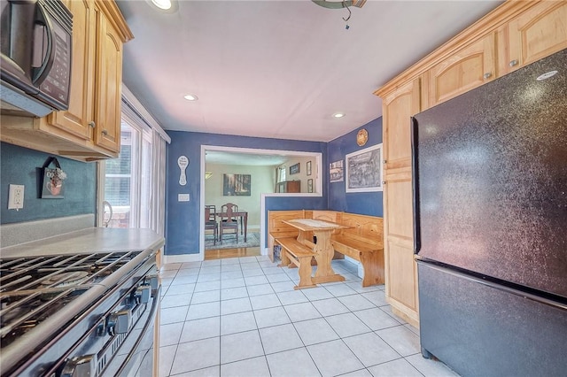 628 Illini, Monroeville, PA 15146 - kitchen featuring black appliances, light brown cabinets, light tile patterned floors, and recessed lighting