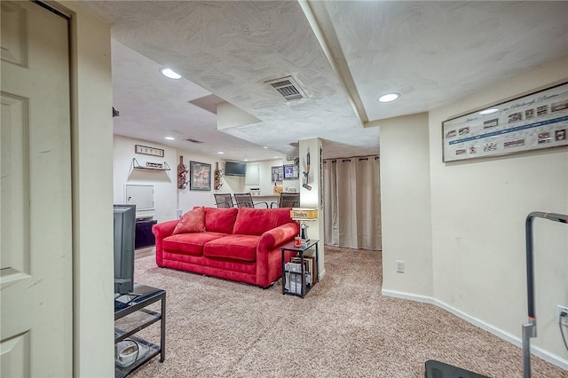 628 Illini, Monroeville, PA 15146 - living room with carpet flooring, recessed lighting, and a textured ceiling