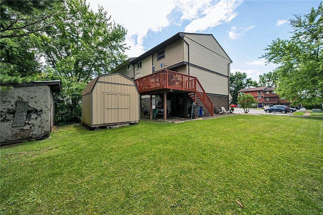 301 Holland Ct, Findlay Twp, PA 15108 - rear view of house featuring a storage unit, stairway, a deck, and a yard