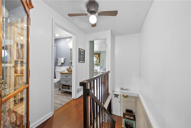 301 Holland Ct, Findlay Twp, PA 15108 - corridor with an upstairs landing and wood finished floors