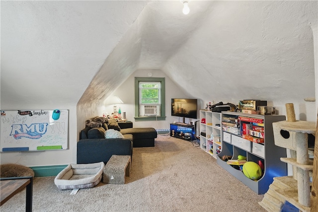 302 Midland Ave, Carnegie, PA 15106 - rec room featuring carpet flooring, lofted ceiling, and cooling unit