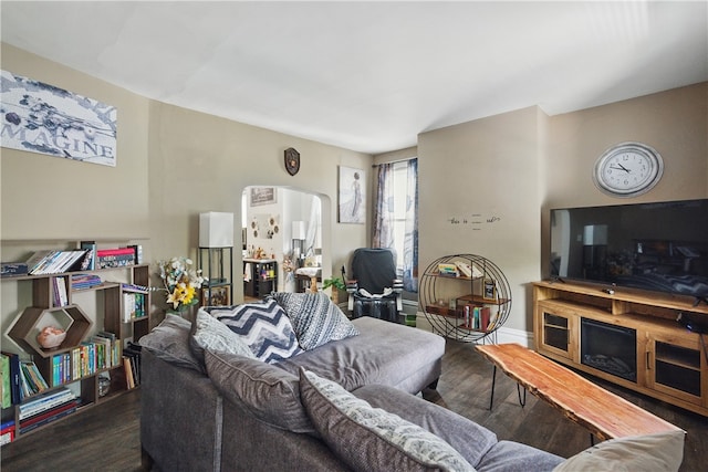 302 Midland Ave, Carnegie, PA 15106 - living area featuring wood finished floors and arched walkways
