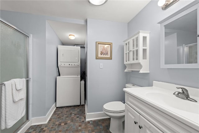 548 Lang Rd, Sewickley Heights, PA 15143 - full bath featuring estacked washer and dryer, vanity, and an enclosed shower