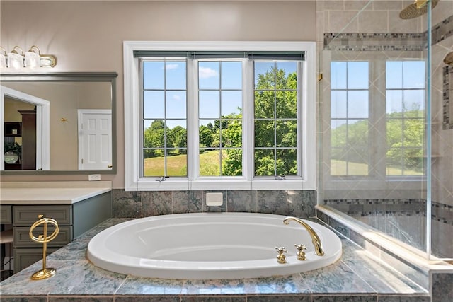 548 Lang Rd, Sewickley Heights, PA 15143 - bathroom with a bath, vanity, and healthy amount of natural light