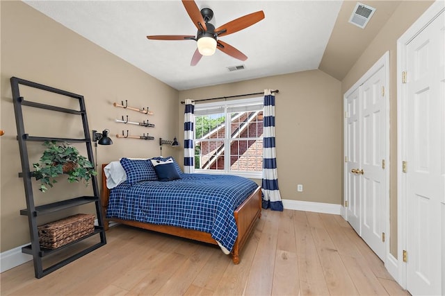 548 Lang Rd, Sewickley Heights, PA 15143 - bedroom with light wood-style flooring, ceiling fan, and vaulted ceiling