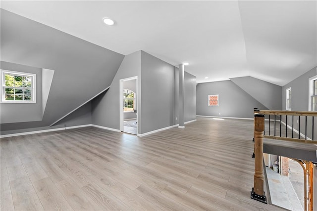 548 Lang Rd, Sewickley Heights, PA 15143 - additional living space with vaulted ceiling, plenty of natural light, wood finished floors, and recessed lighting