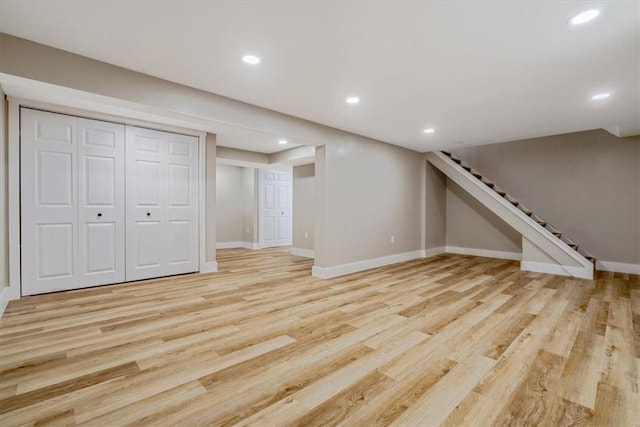 5241 Gardenville, Bethel Park, PA 15236 - finished basement with light wood finished floors, recessed lighting, and stairway