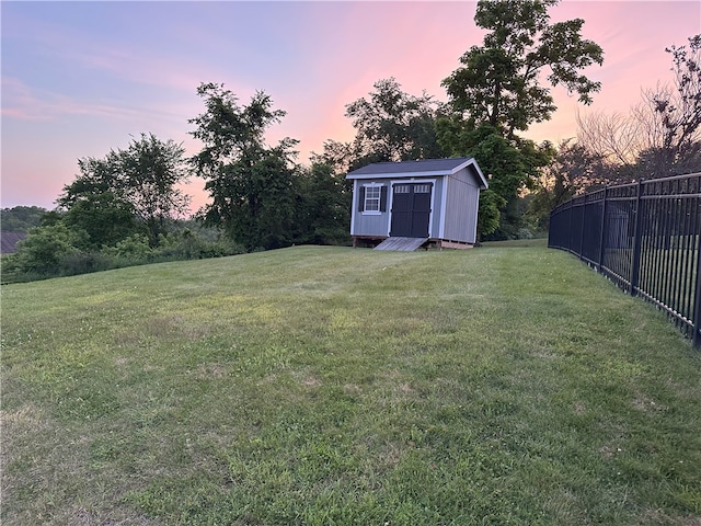 178 Foxchase Dr, North Strabane, PA 15317 - yard at dusk featuring a storage shed