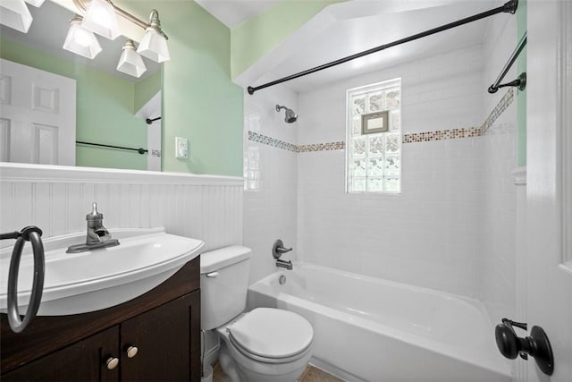 345 Franklin Dr, Peters Twp, PA 15241 - full bathroom with shower / tub combination, vanity, and wainscoting