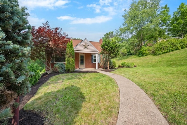 345 Franklin Dr, Peters Twp, PA 15241 - view of property hidden behind natural elements featuring brick siding and a front yard