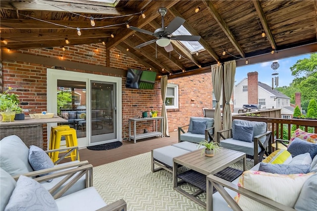 130 Kent Dr, Upper St Clair, PA 15241 - view of patio with an outdoor living space, a wooden deck, and ceiling fan