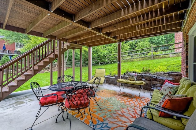 130 Kent Dr, Upper St Clair, PA 15241 - fenced backyard with stairs, a patio, and outdoor dining space