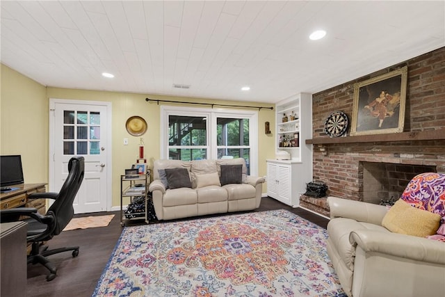 130 Kent Dr, Upper St Clair, PA 15241 - living area featuring dark wood-style floors, an office area, and recessed lighting
