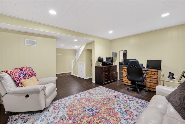 130 Kent Dr, Upper St Clair, PA 15241 - office with dark wood-style flooring and recessed lighting
