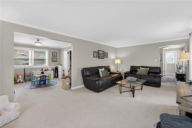 130 Kent Dr, Upper St Clair, PA 15241 - living area featuring ornamental molding and carpet flooring