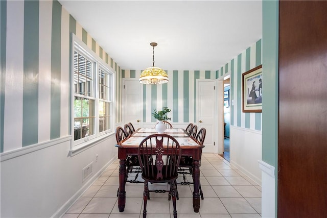 1061 Apple Hill Ln, Mccandless, PA 15101 - dining space with wallpapered walls and light tile patterned floors