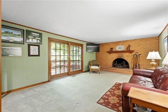 1061 Apple Hill Ln, Mccandless, PA 15101 - living area with carpet, plenty of natural light, and a brick fireplace