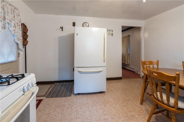 2509 Spring St, Arlington, PA 15210 - kitchen with white appliances and baseboard heating
