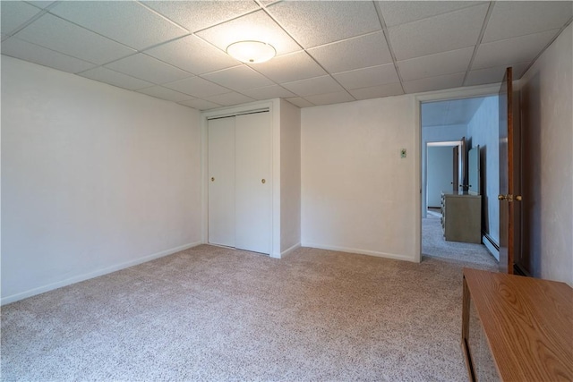 2509 Spring St, Arlington, PA 15210 - carpeted spare room with baseboard heating and a paneled ceiling