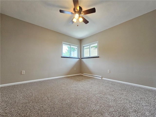946 Herman Rd, Summit Twp But, PA 16002 - carpeted empty room with a baseboard radiator and a ceiling fan