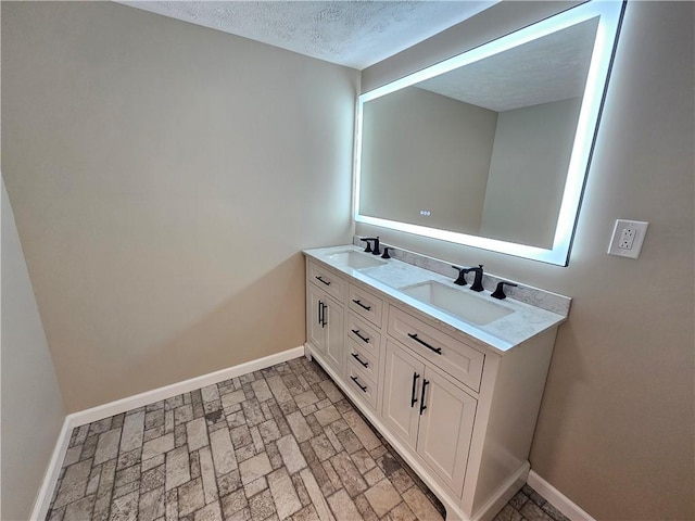 946 Herman Rd, Summit Twp But, PA 16002 - bathroom featuring double vanity and brick patterned floors