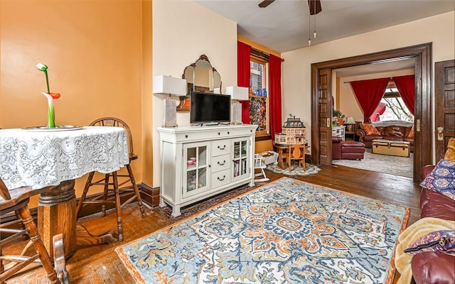 609 N Beatty, East Liberty, PA 15206 - living area featuring hardwood / wood-style floors and ceiling fan