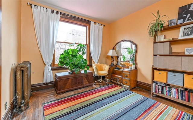 609 N Beatty, East Liberty, PA 15206 - living area featuring radiator, wood finished floors, and plenty of natural light