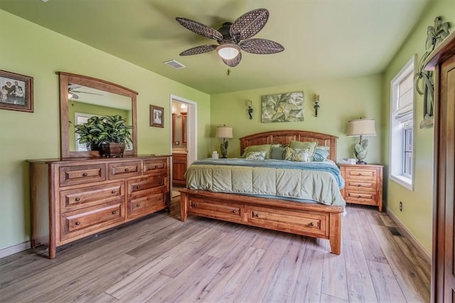 2616 Chalet Ln, South Park, PA 15129 - bedroom with light wood-style floors, ceiling fan, and ensuite bath