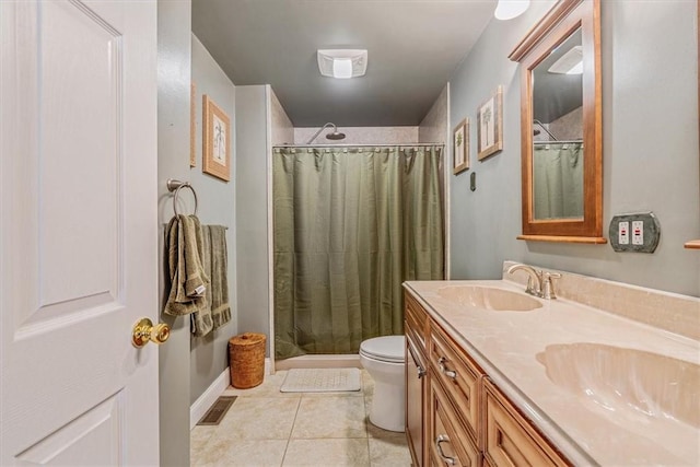 2616 Chalet Ln, South Park, PA 15129 - full bath featuring tile patterned floors, a shower with curtain, and double vanity