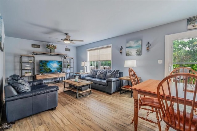 2616 Chalet Ln, South Park, PA 15129 - living room with a ceiling fan, healthy amount of natural light, and light wood-style floors