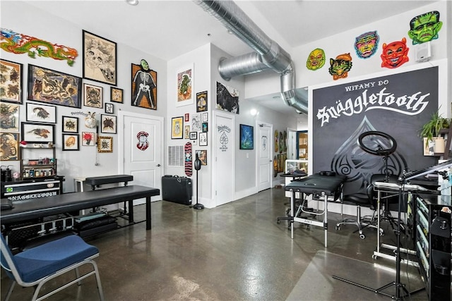 3105 Brereton St, Lawrenceville, PA 15219 - miscellaneous room featuring finished concrete floors and a high ceiling